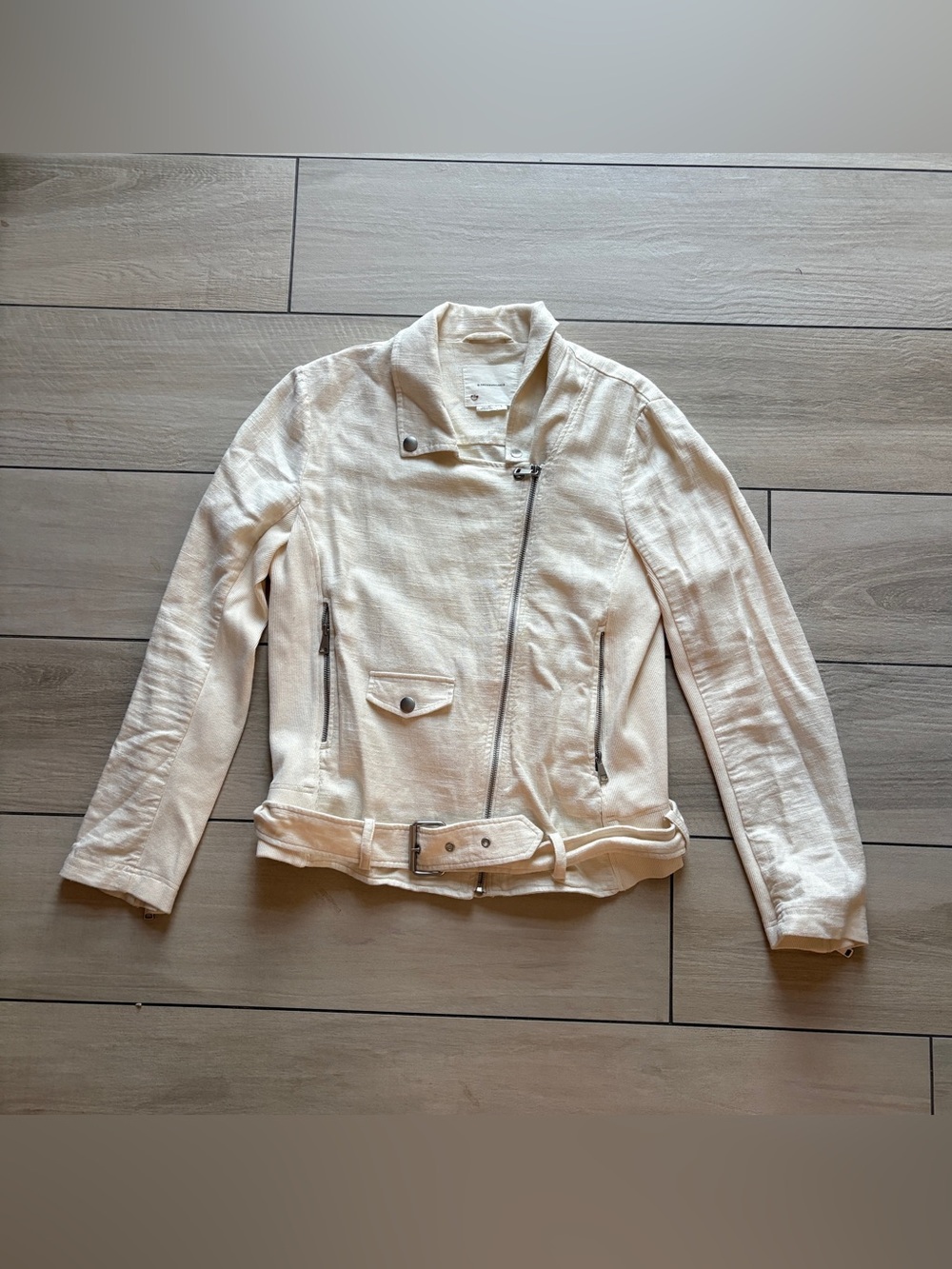 Anthropology linen moto jacket